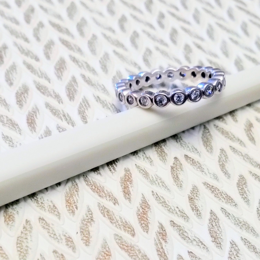 Pandora Silver Ring with Clear Gemstones